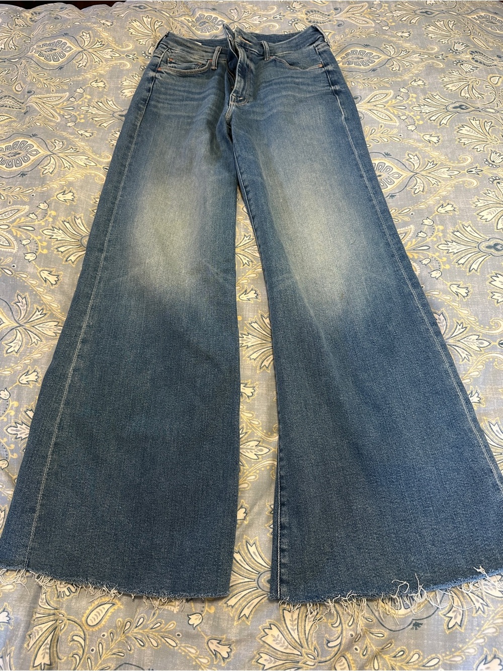 MOTHER Dark Blue Wide-Leg Flare Jeans